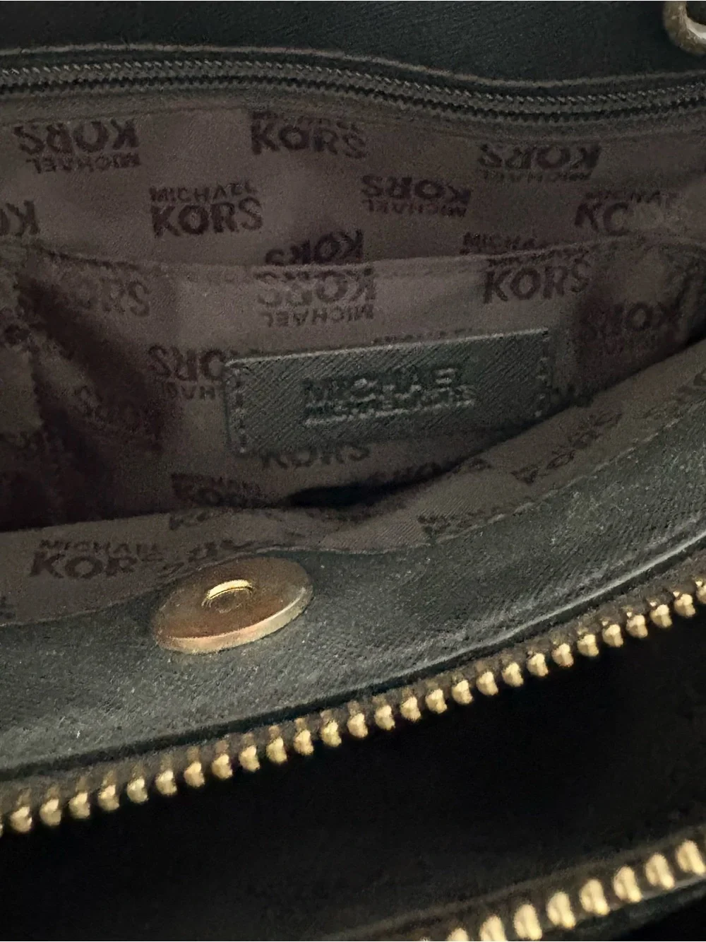 Michael Kors Black Saffiano Double-Handle Satchel with Gold Hardware